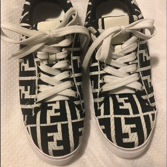 FENDI Sneakers Roma Black/White FF Tech Fabric lace-up🇮🇹 - Picture 5 of 11